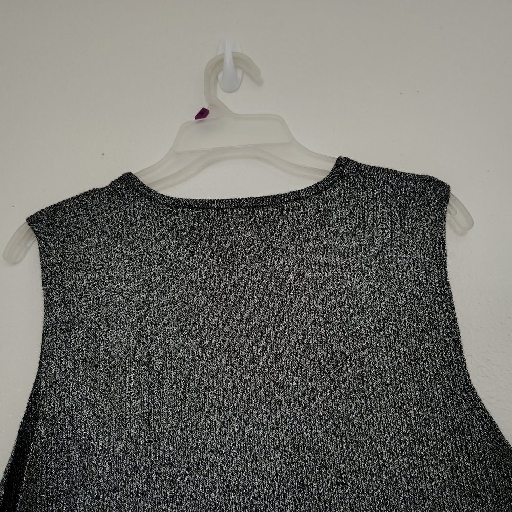 A New Day Metallic Knit Sleeveless Top Sz XXL NWT Silver Black Shimmer - Picture 8 of 11